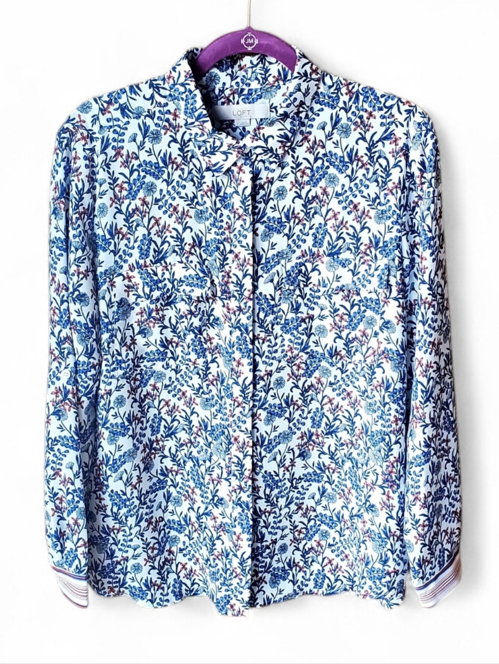 LOFT Floral Button Up Long Sleeve Shirt L